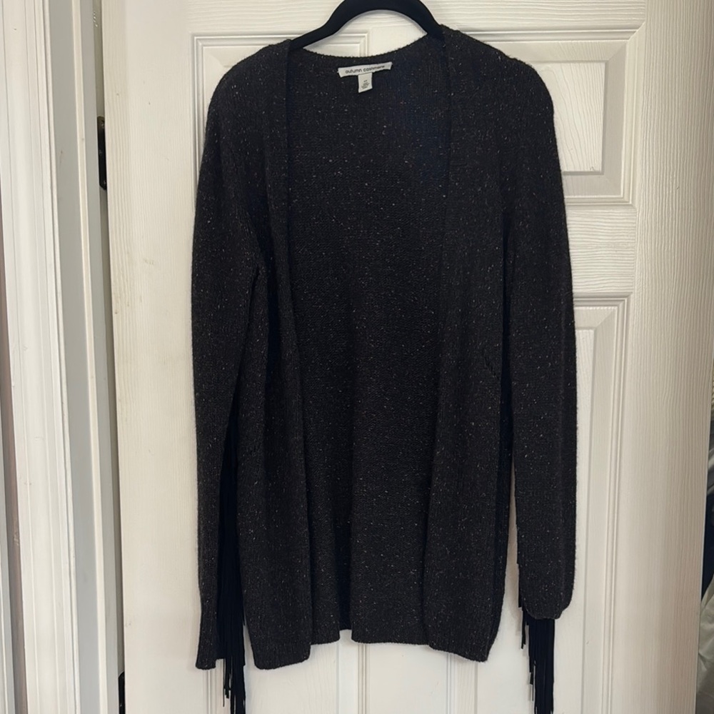 Women's Black Sweater with Fringe Detail